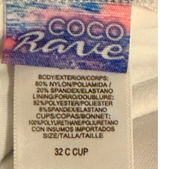 Coco Rave Pool Party 450 Floral Underwire Halter Bikini Top Blue White 32C NEW - Picture 7 of 7